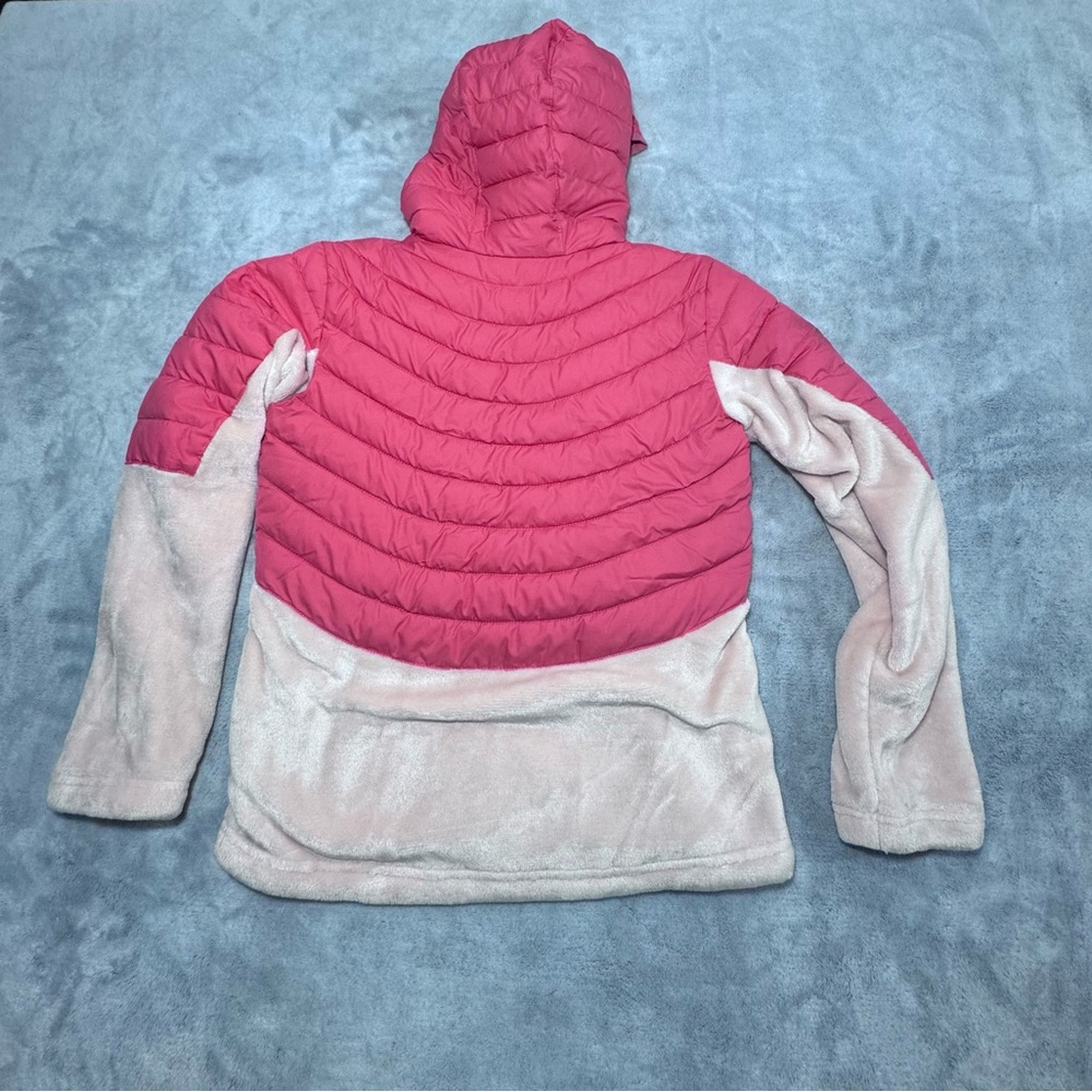 EUC Columbia Girls Jacket Puffer/Fleece Large (14-16) Pink Color Block Hooded‎ - Picture 2 of 6
